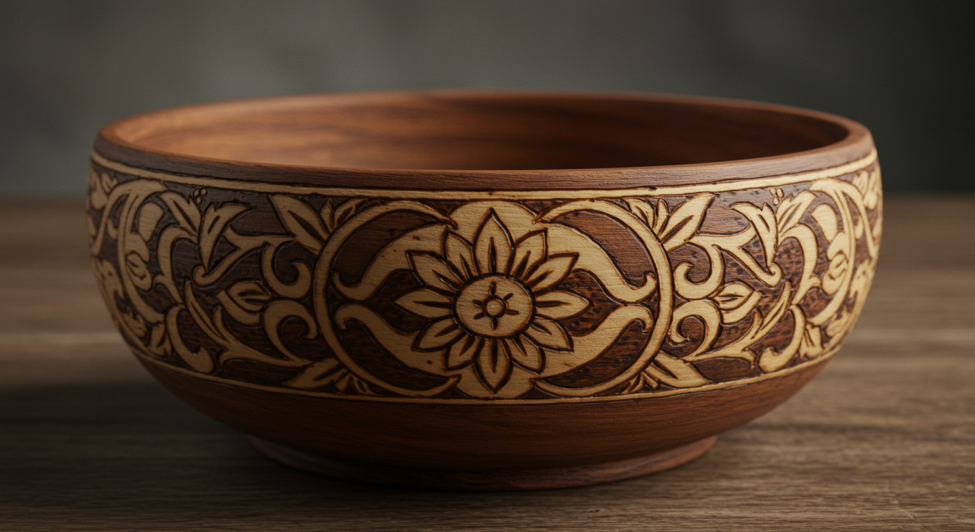 a bowl with a design on it