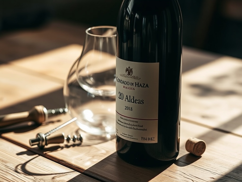 Condado de Haza 20 Aldeas 2018 wine in a sophisticated setting.