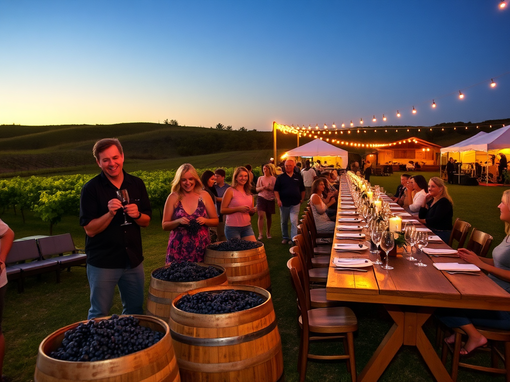 Kids enjoy grape-stomping fun at the family-friendly Harvest Festival event.