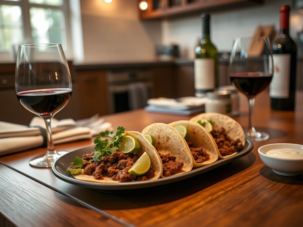 Savoring chipotle ground beef tacos with lime crema on Taco Tuesday night.