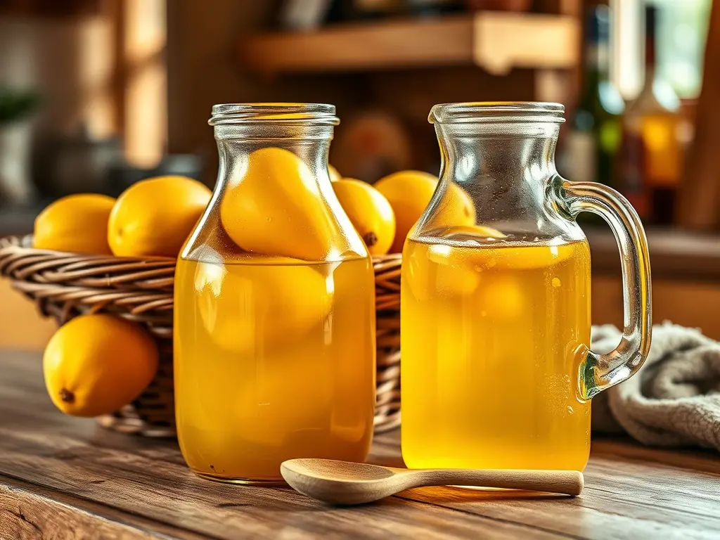 Ripe mangoes being prepared for mango wine fermentation process.