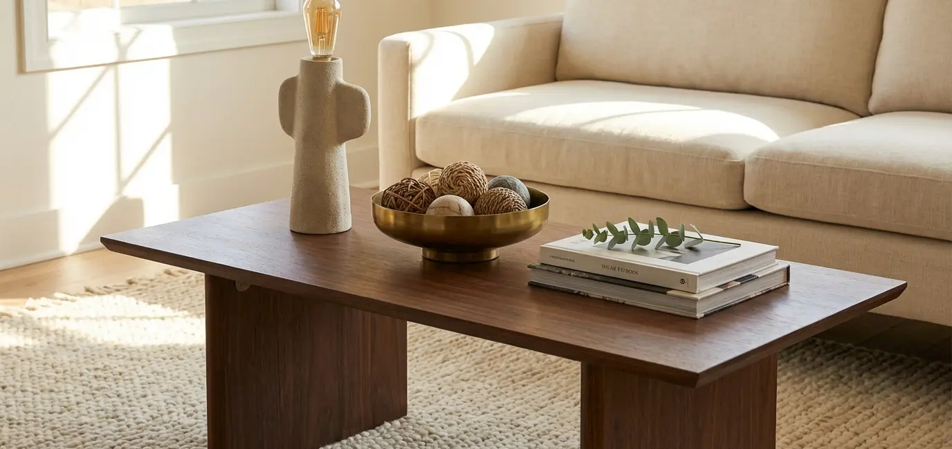 coffee table styling ideas using rule of three with books vase and sculptural objects