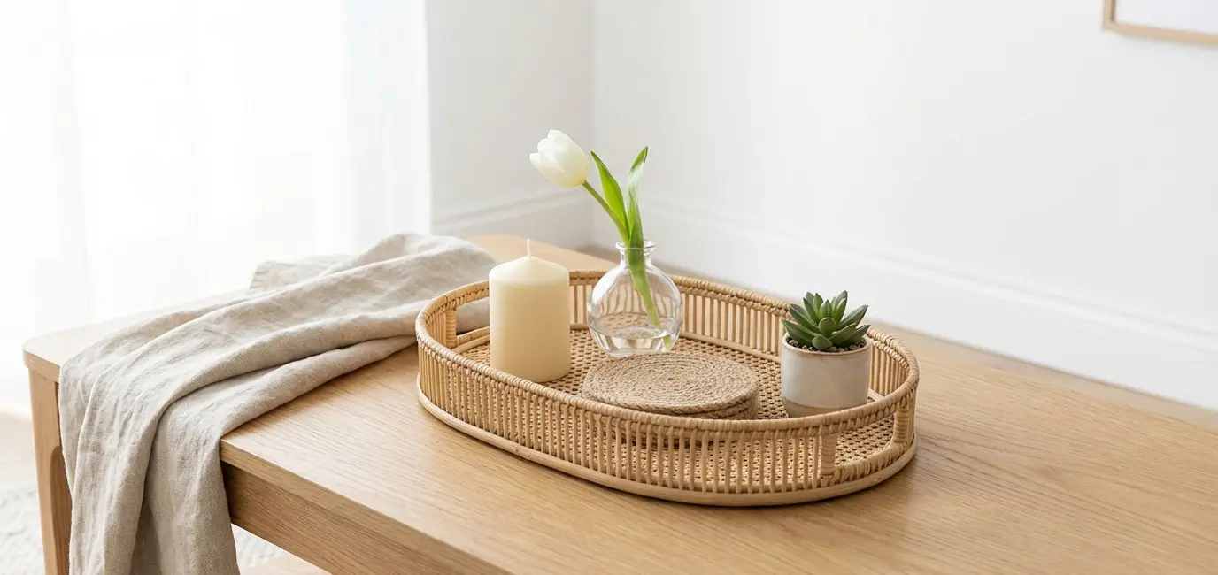 coffee table styling ideas for spring with tray candle and fresh flower