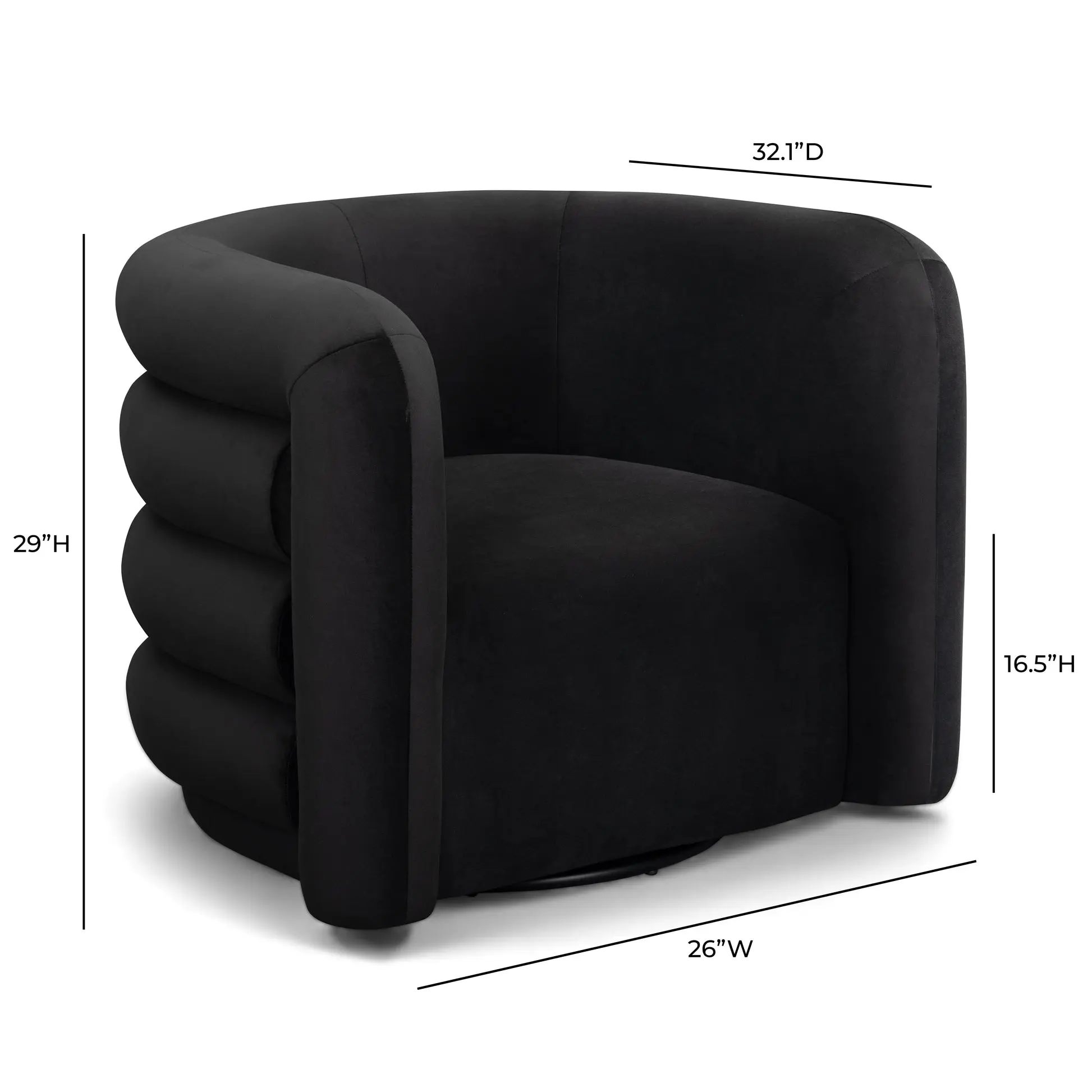 Curves Performance Velvet Swivel Accent Chair from TOV Furniture