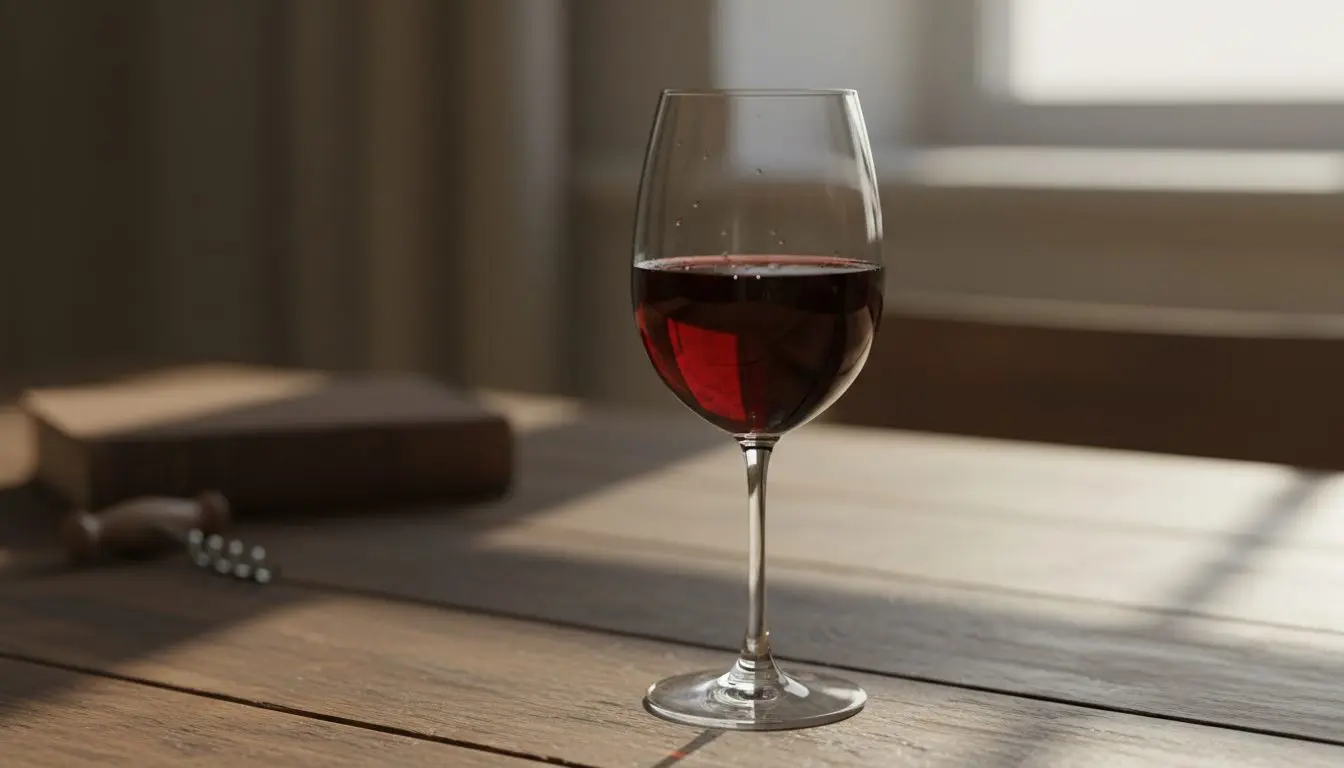 What Does Dry Wine Actually Mean
Glass of dry red wine showing deep ruby color in warm afternoon light