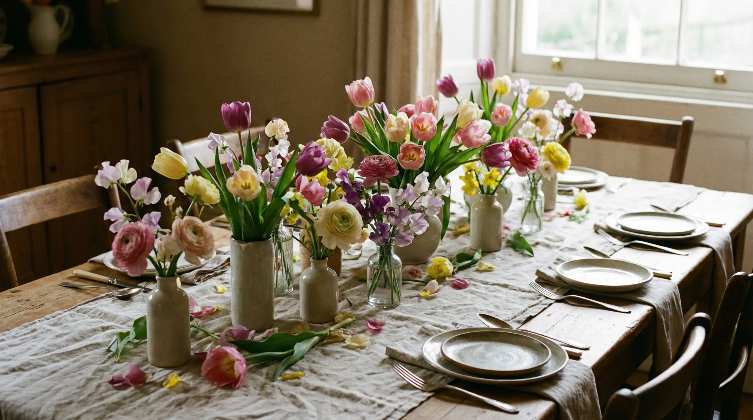 How to host a spring dinner party in 2026 with fresh spring flower arrangements on the table