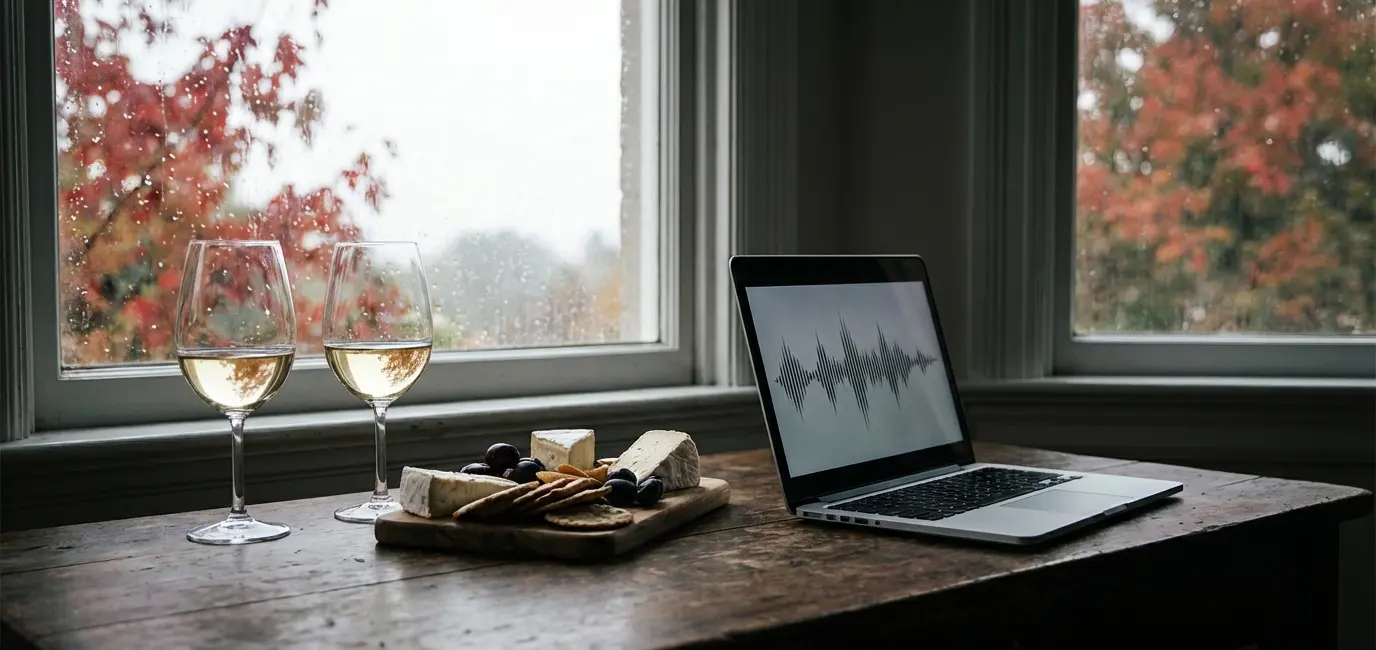 white wine and cheese board pairing for cold case documentary podcast evening