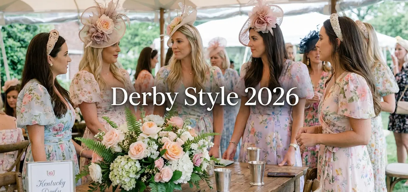 Kentucky Derby 2026 outfit inspiration elegant fascinators chic spring dresses floral