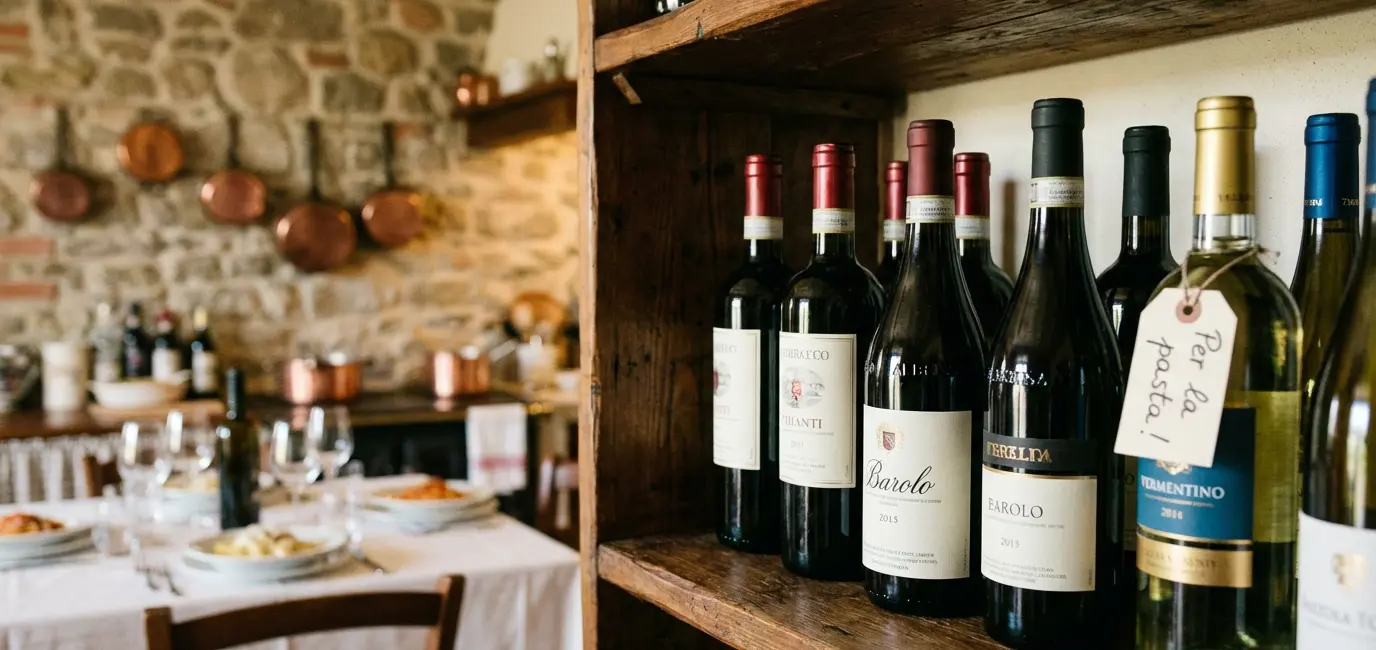 wine bottles on shelf for pasta dinner what wine goes with pasta selection