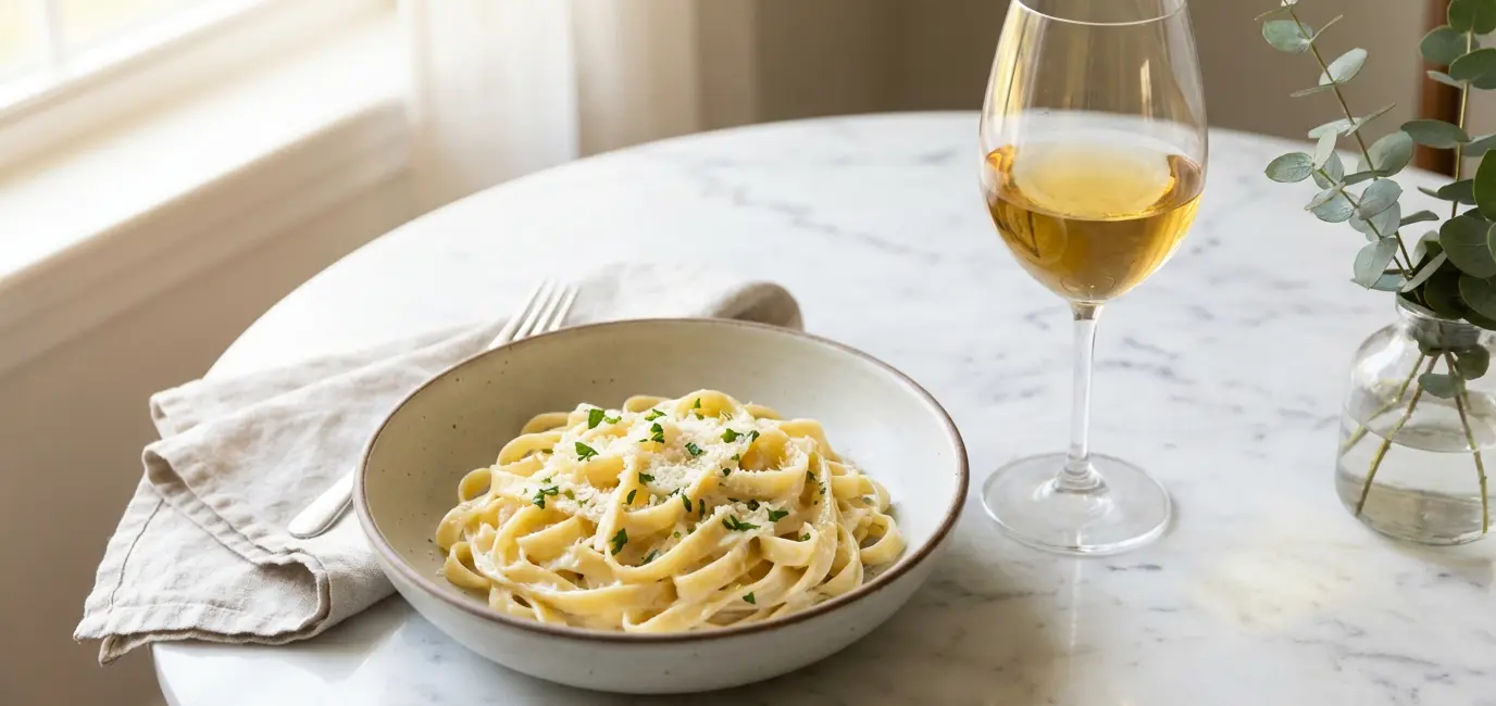 creamy fettuccine alfredo with Chardonnay white wine what wine goes with creamy pasta