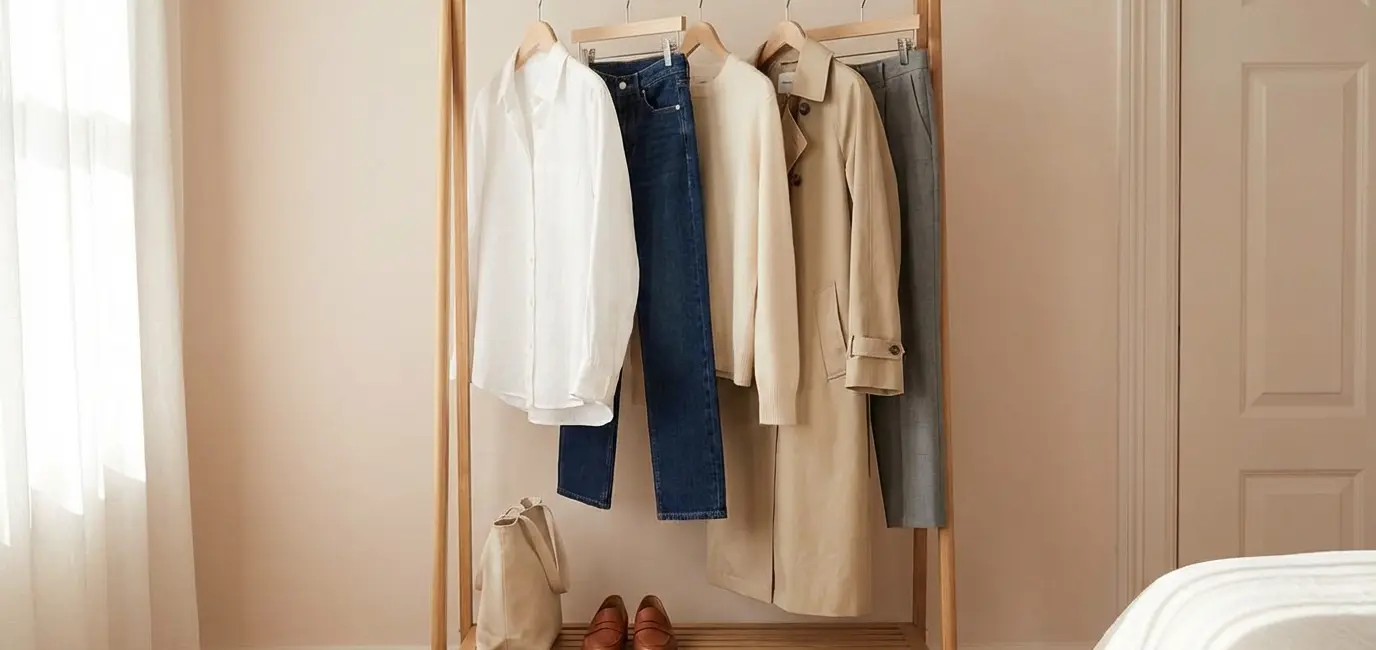 capsule wardrobe denim white shirt neutral foundation pieces quiet luxury
