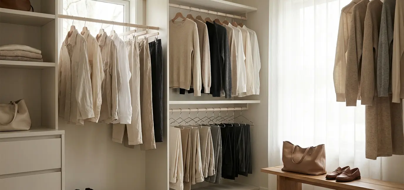 quiet luxury capsule wardrobe layering linen neutral tones elevated casual
