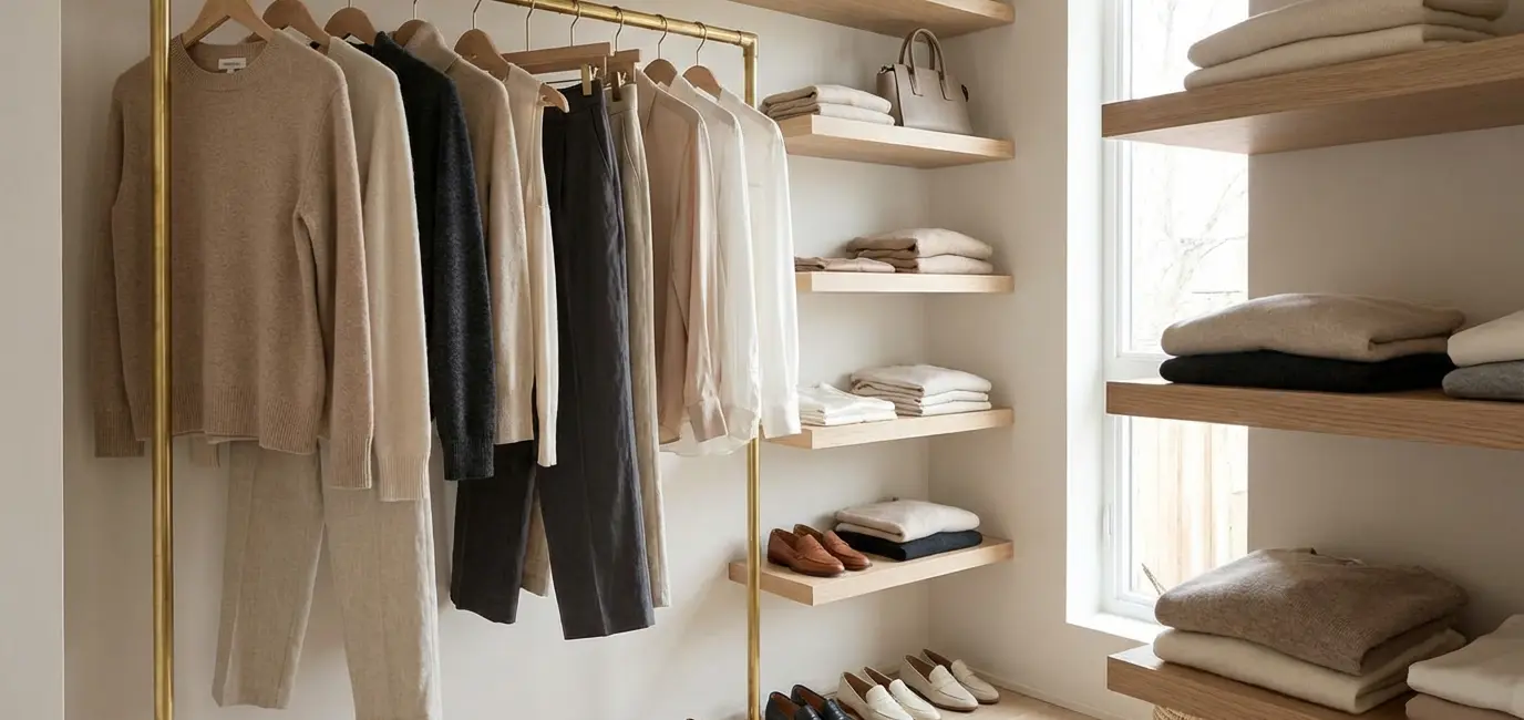 quiet luxury capsule wardrobe neutral tones minimalist timeless clothing aesthetic