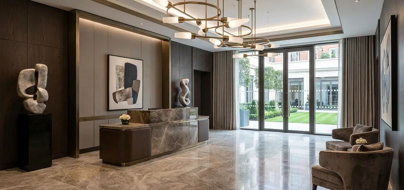 hotel-style entrance foyer with luxury home decor modern interior design