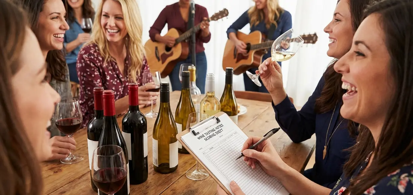 wine tasting party notes scoring sheet friends entertainment activity
