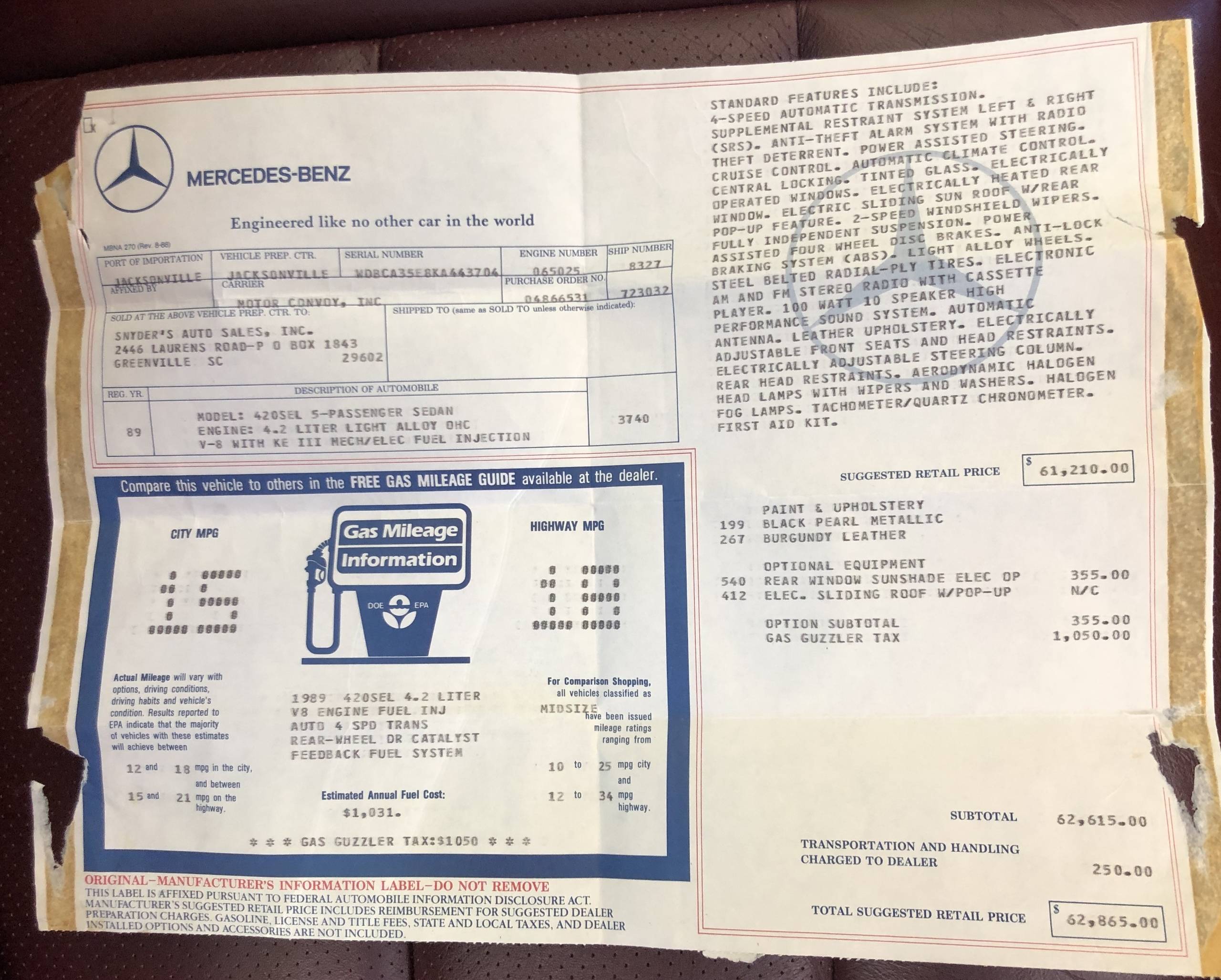 1989 Mercedes-Benz 420 13