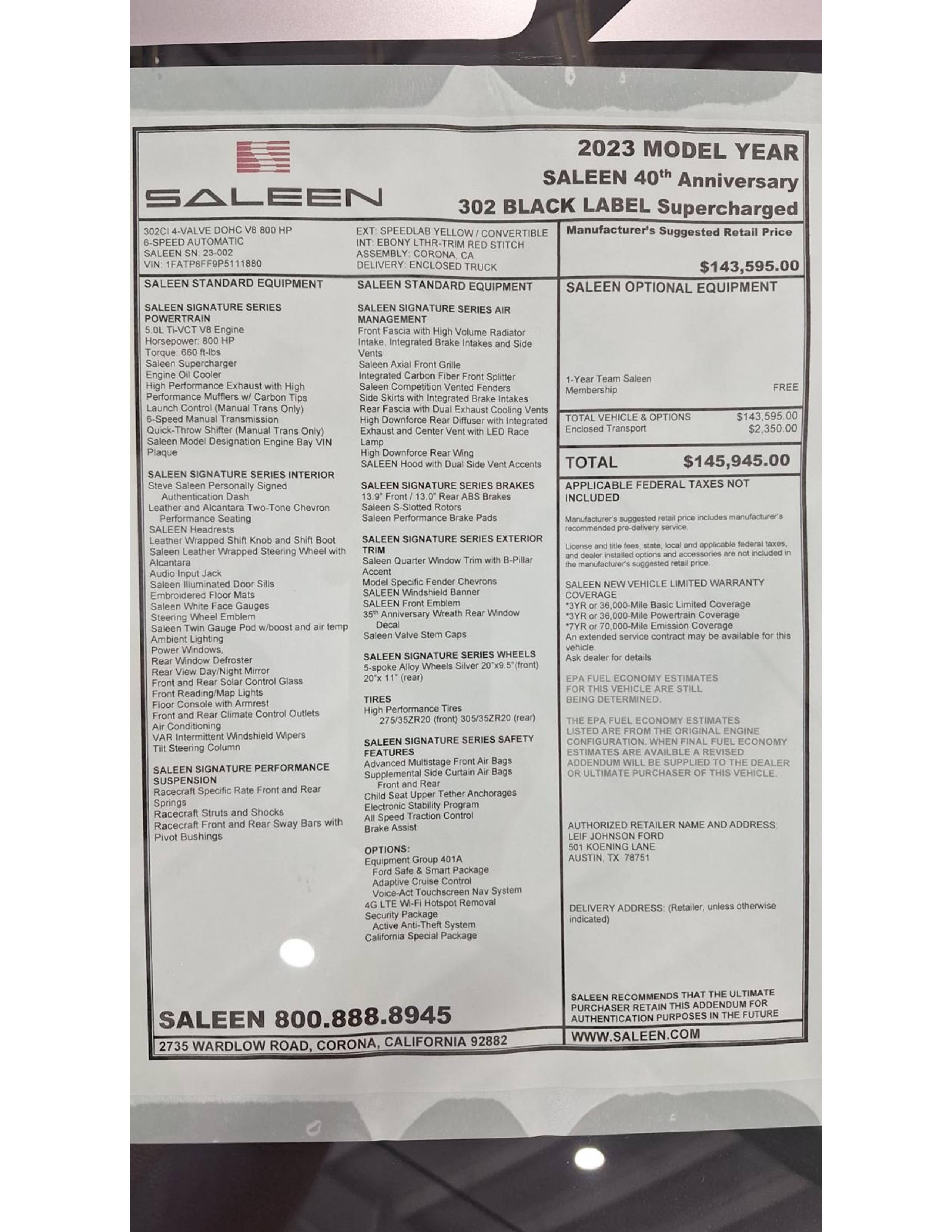 2023 Ford Mustang Saleen SA40 114
