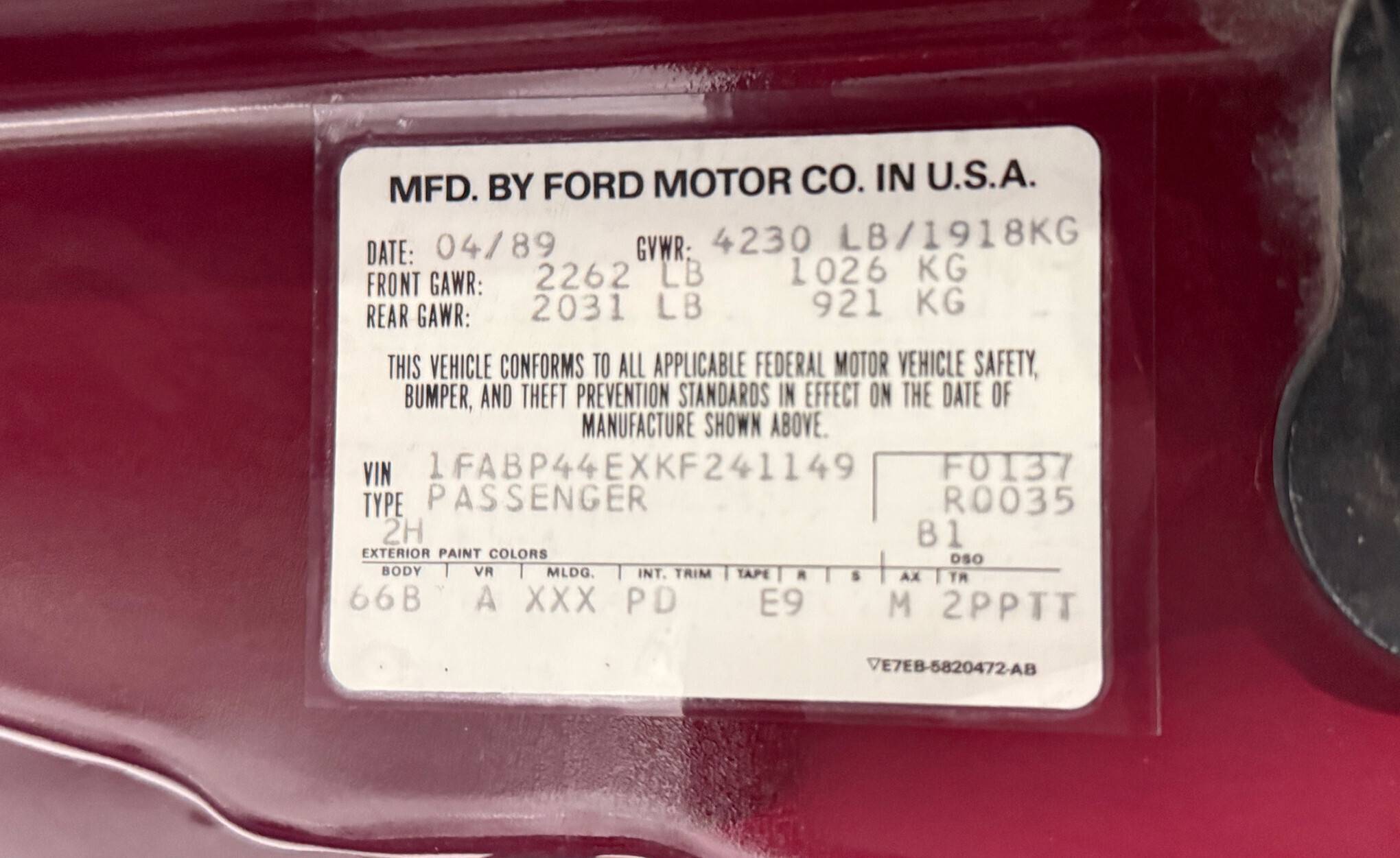 1989 Ford Mustang 5.0 LX 30