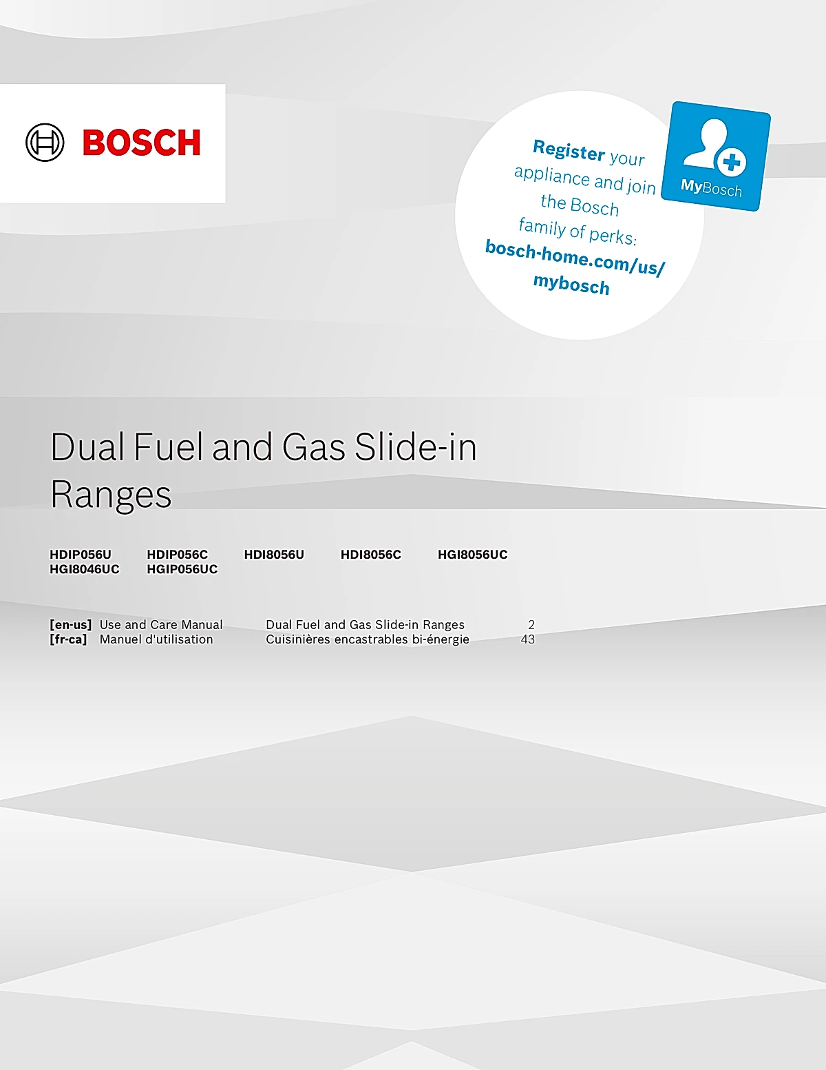 Bosch Range HGIP056UC Manual