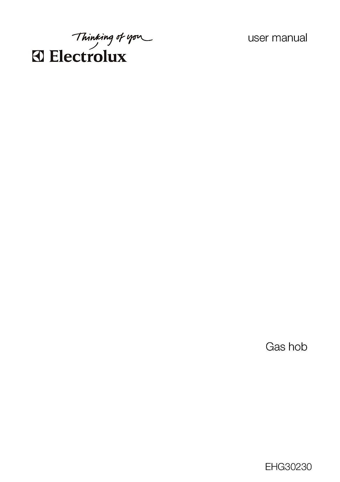 Electrolux Range EHG30230 Manual