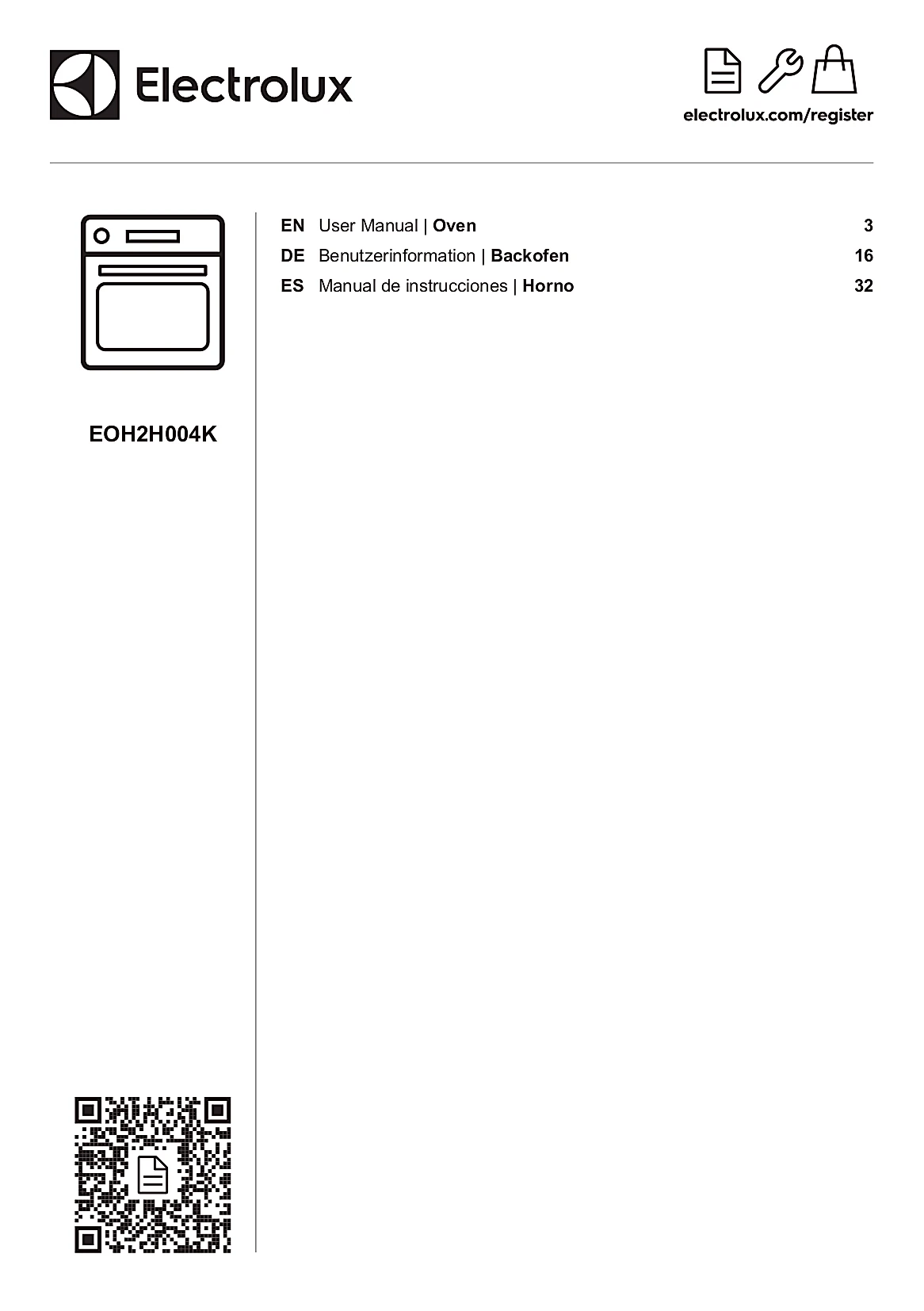 Electrolux Wall Oven EOH2H004K Manual