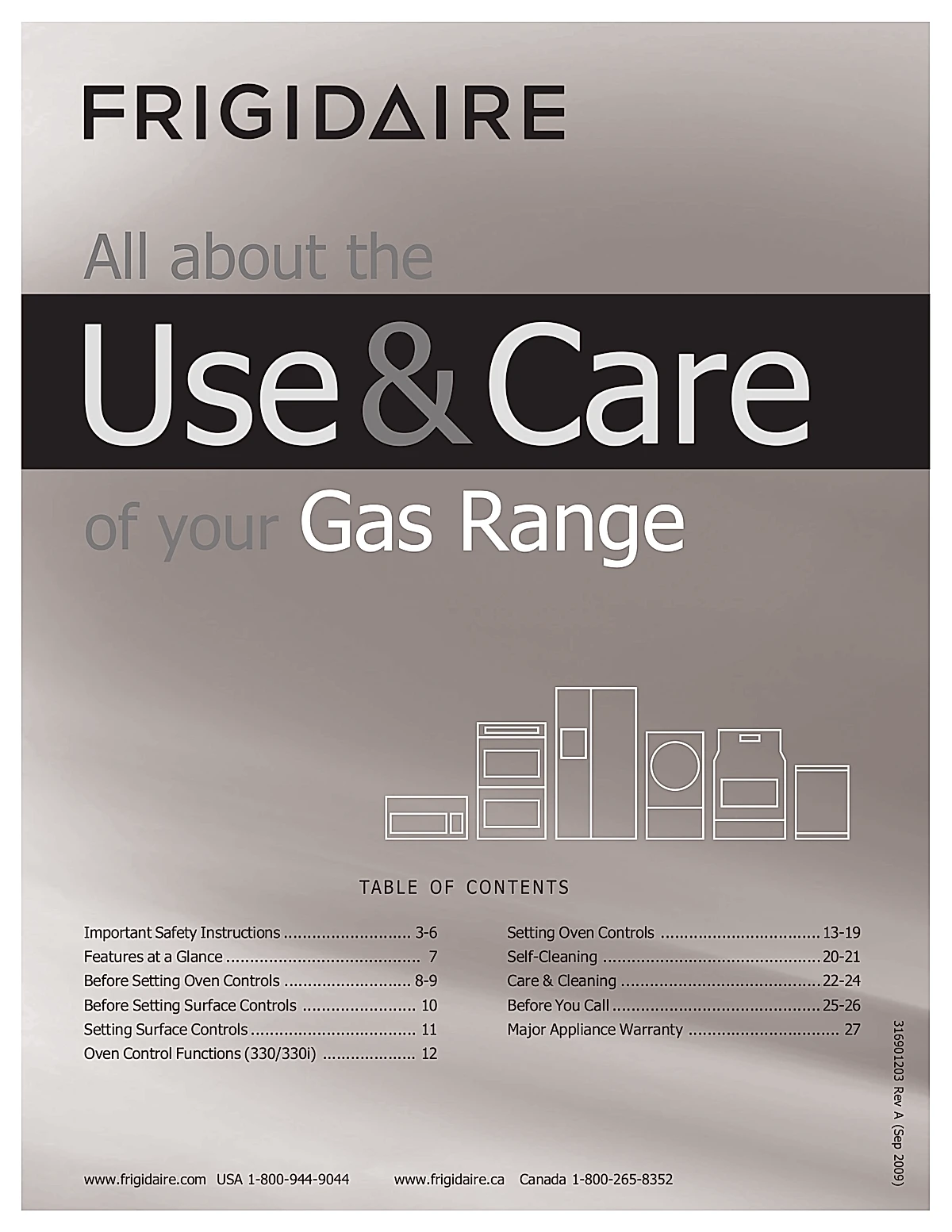 Frigidaire Range FGGF3032KW Manual