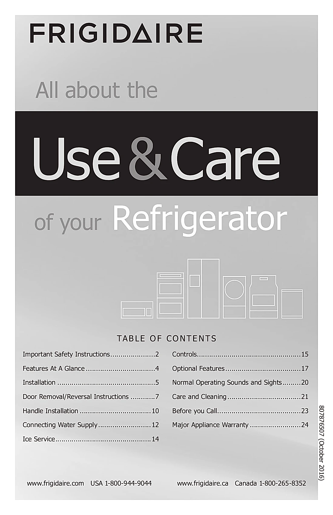 Frigidaire Refrigerator FFHT1614QQ Manual