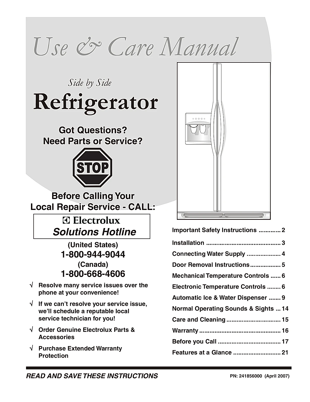 Frigidaire Refrigerator FRS6HR5JB Manual