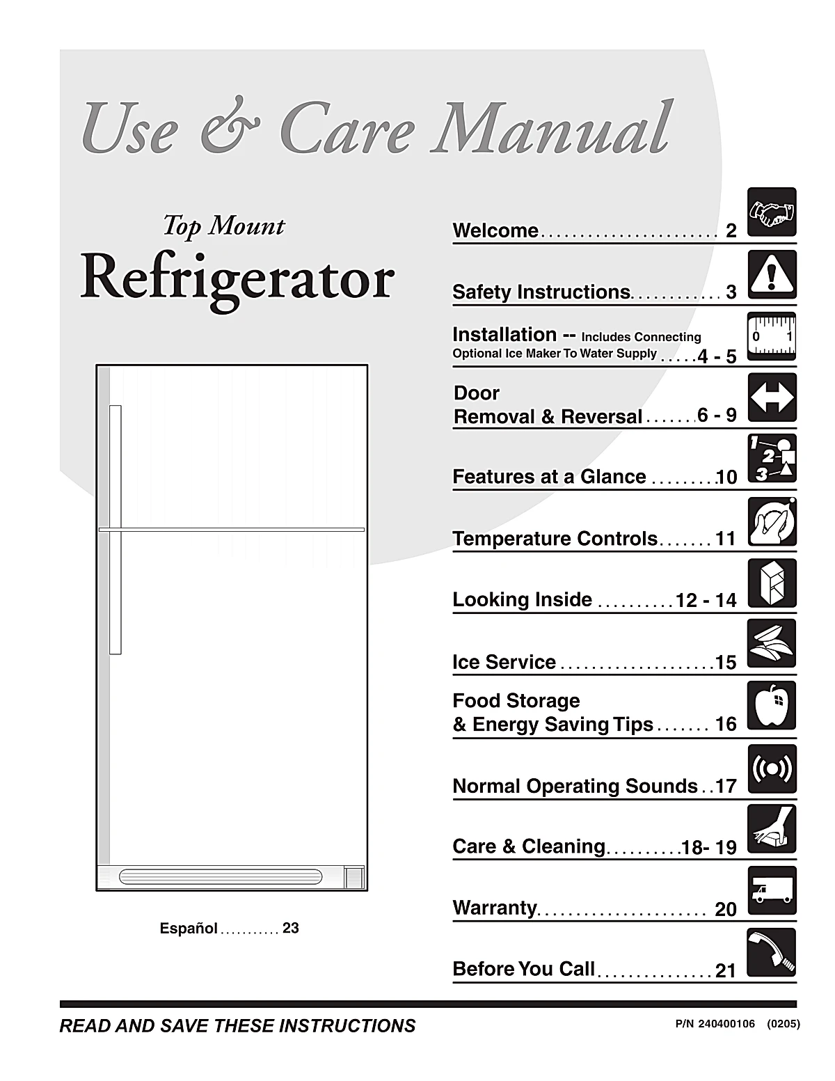 Frigidaire Refrigerator FRT18P6BSB Manual