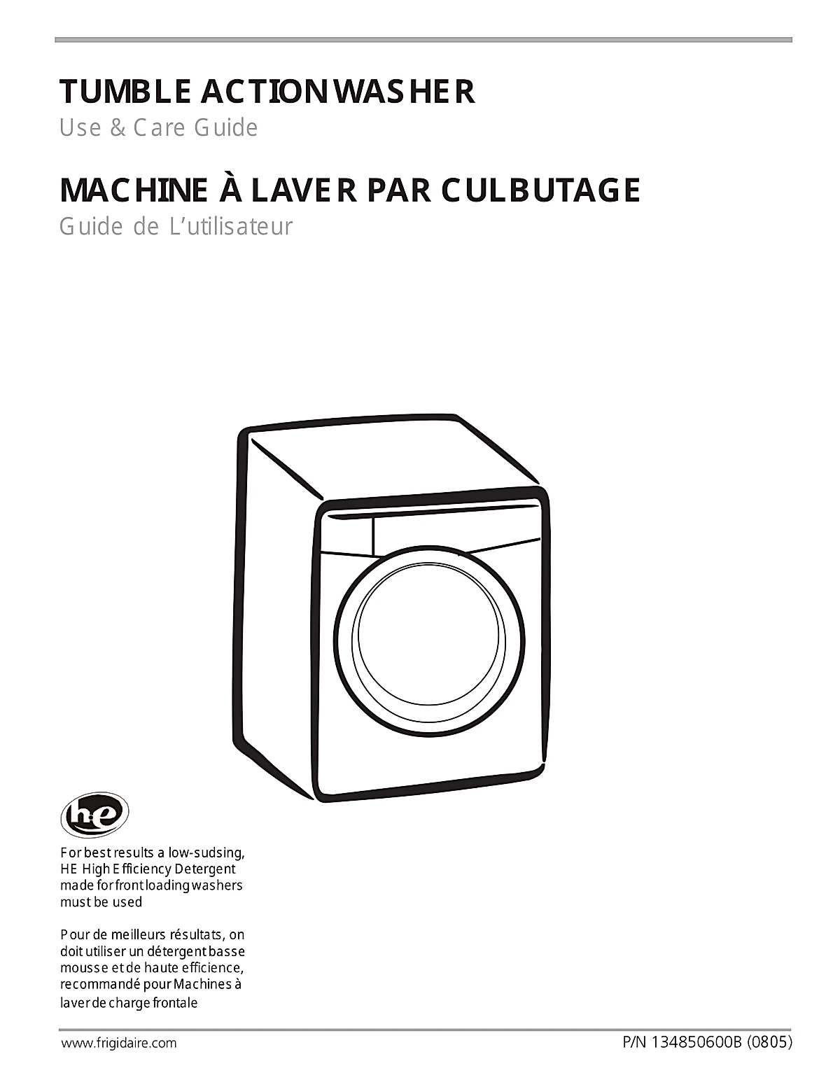 Frigidaire Washing Machine ATF6700FS Manual
