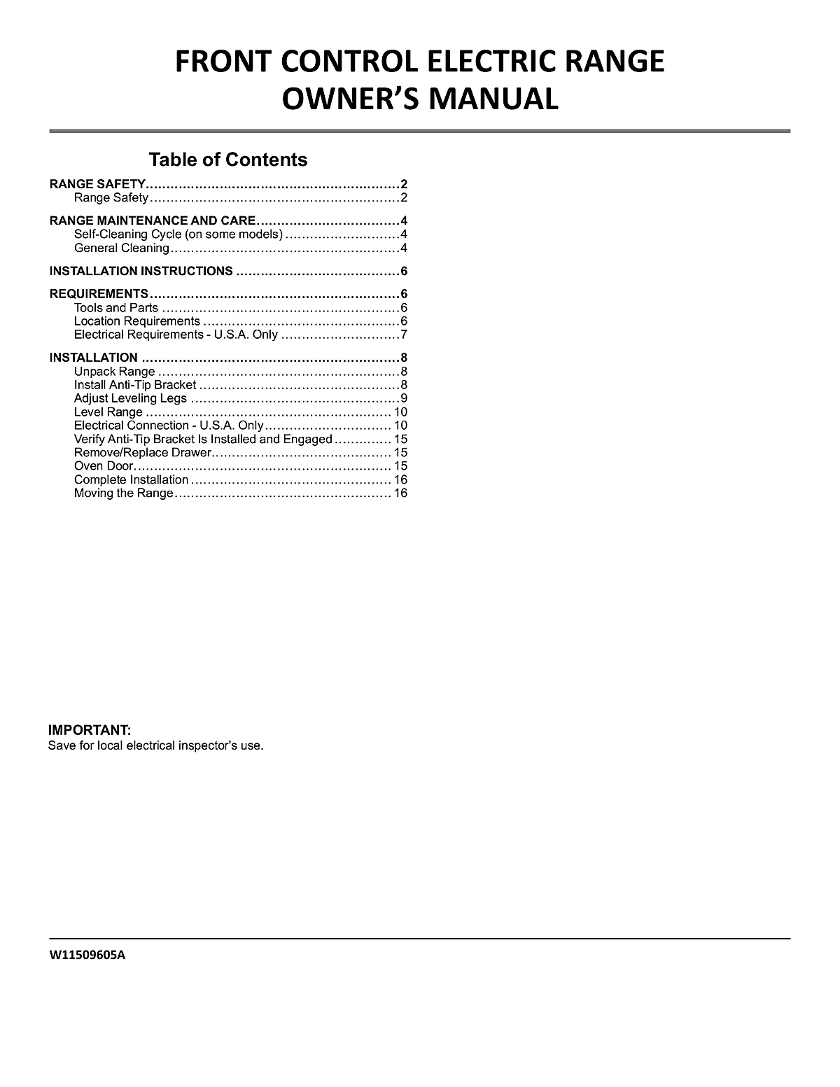Whirlpool Range WEE510S0FW Manual