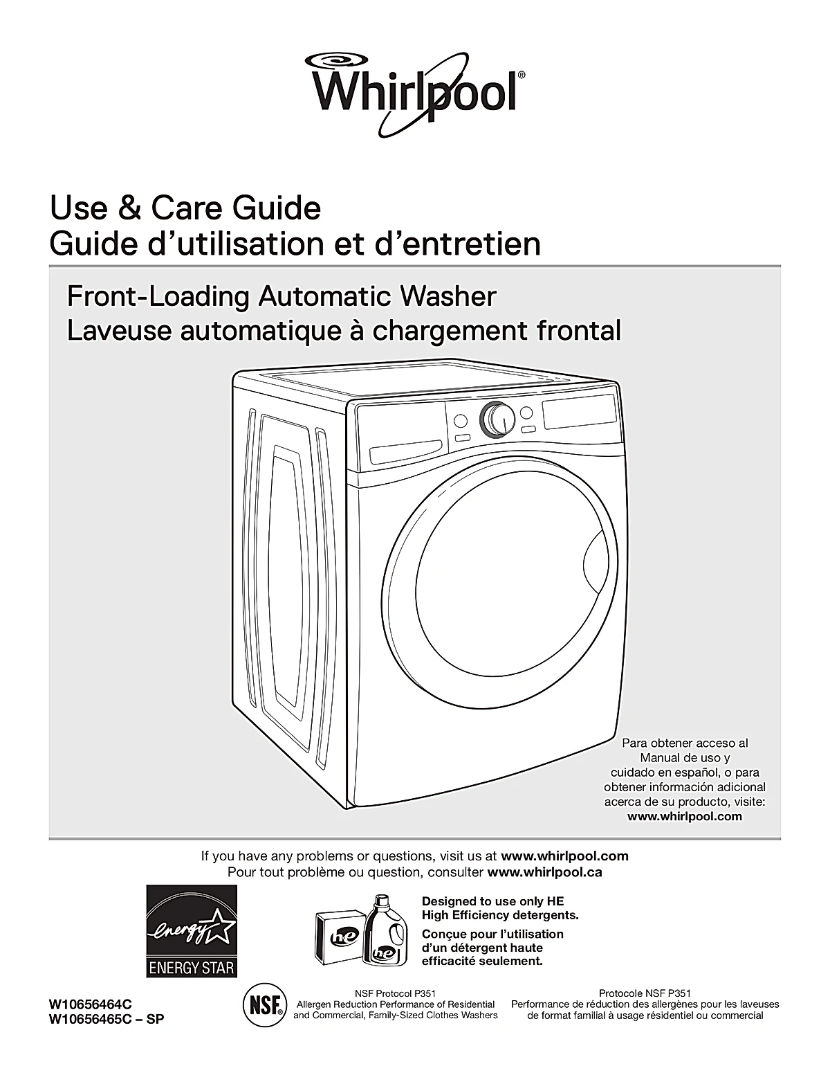 Whirlpool Washing Machine WFW97HEDW Manual