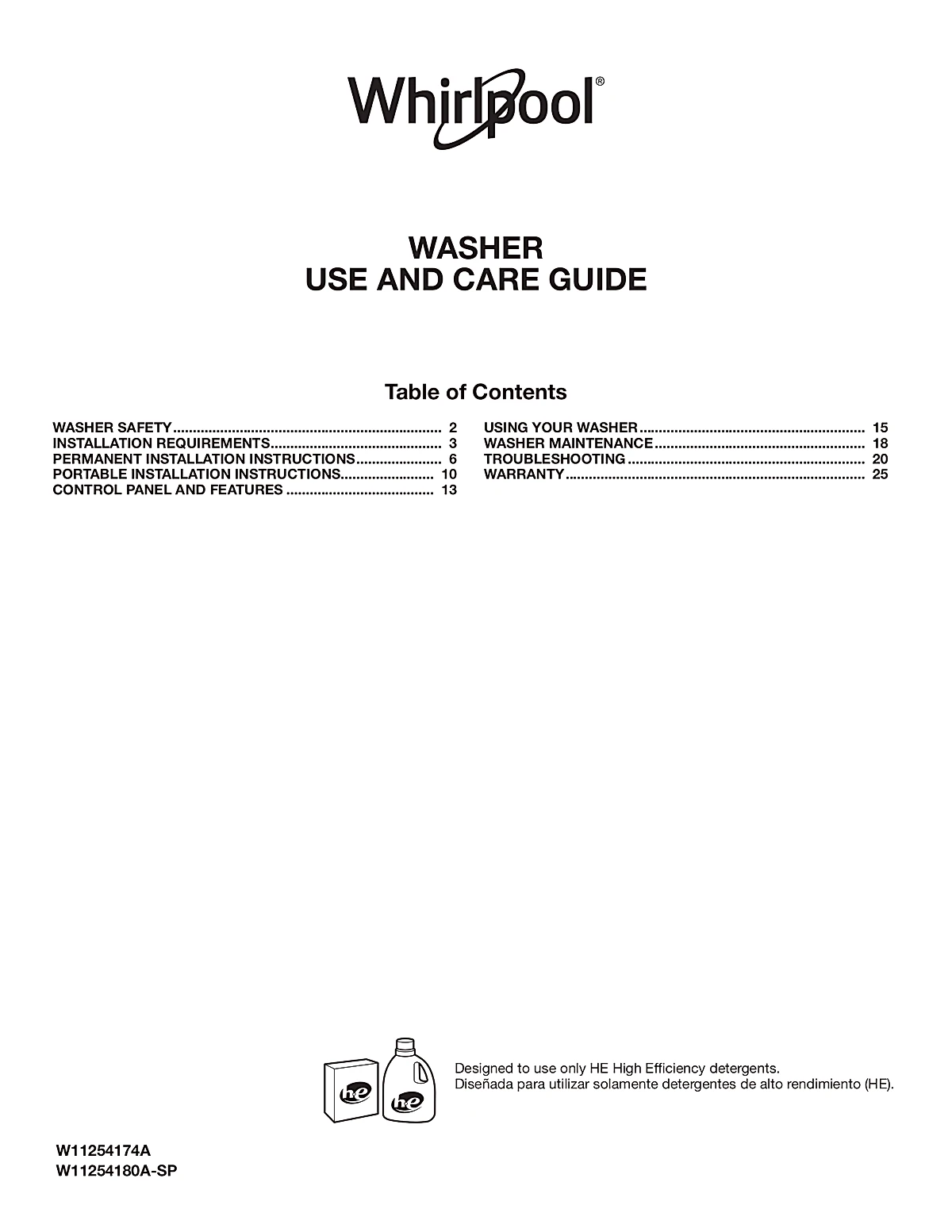 Whirlpool Washing Machine WTW2000HW Manual