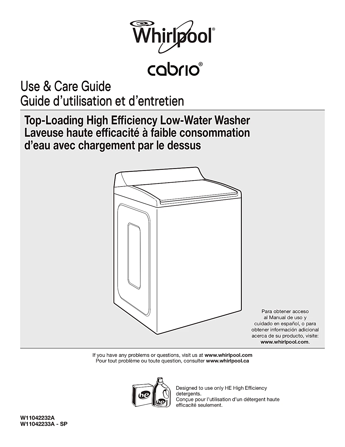 Whirlpool Washing Machine WTW7300DW Manual