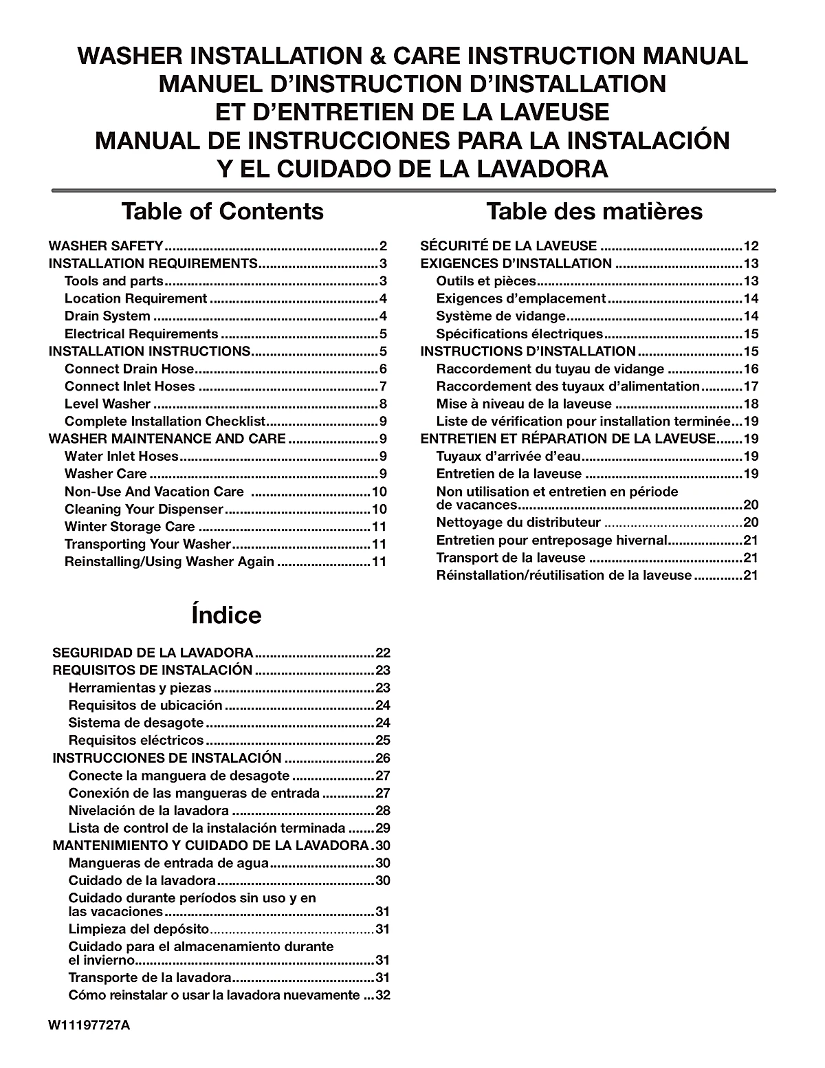 Whirlpool Washing Machine WTW8127LC Manual