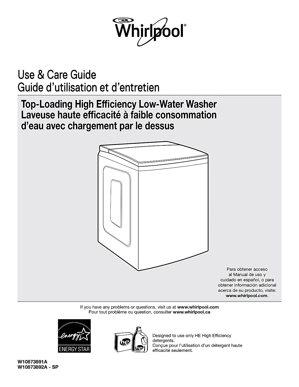 Whirlpool Washing Machine WTW9500EC Manual