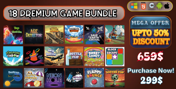 18 HTML5 Games Mega Bundle – Construct 3