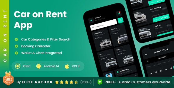 2 App Template | Car Rental Booking App | Self Driving Rental Car | Car a Rent App | Car on Rent