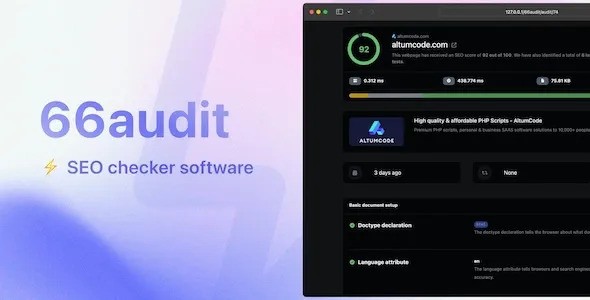 66audit – SEO audits Software [Regular License]