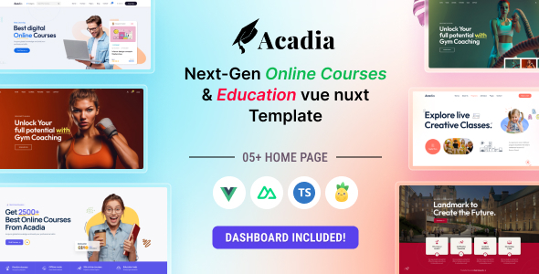 Acadia – University Online Course Vue Nuxt 3 Template