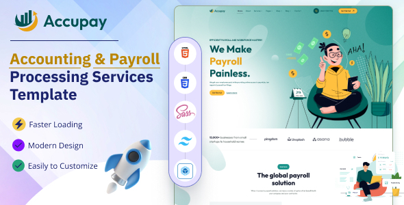 Accupay – Accounting  Payroll Processing Services HTML Tailwind CSS Template