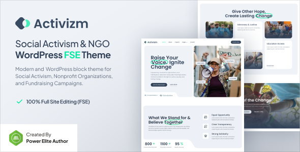 Activizm – Social Activism  NGO Gutenverse FSE WordPress Theme