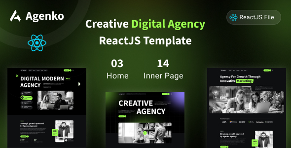 Agenko – Creative Digital Agency ReactJS Template