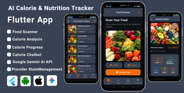 AI Calorie  Nutrition Tracker Flutter App | AI Food Nutrition Analysis App
