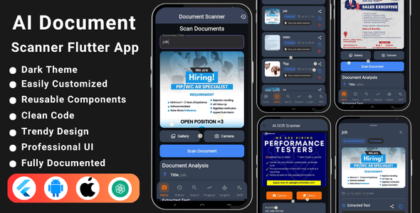 AI Document Scanner  OCR Flutter App | Text Recognition | Scan Documents | Android  iOS App