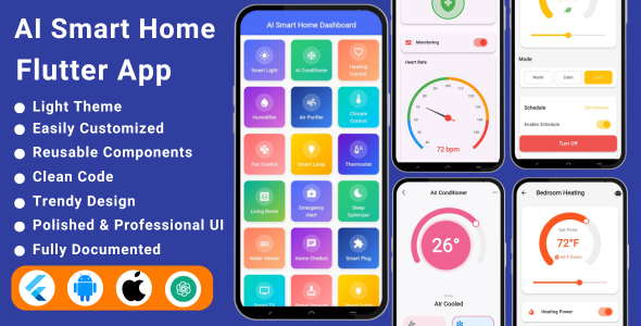 AI Smart Home Flutter App | IoT App | Home Control  Automation App