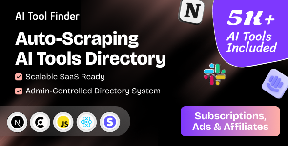 AI Tools Finder – Auto-Scraping AI Directory with 5,000+ Tools, Subscriptions, Ads  Affiliates