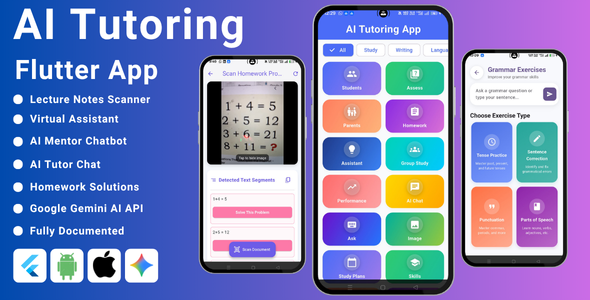 AI Tutoring Flutter App | Study Helper App | Homework Solver, Exam Preparation  Learning Assistant