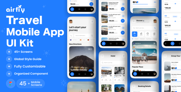 Airfly – Travel Mobile App UI Kit