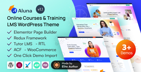 Aluna – Online Courses  Training LMS WordPress Theme